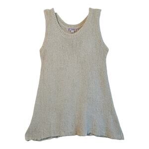 LISA ROBERTSON Women's S Sweater Tank Top Cream Beige Knit Neutral Bust 34" NEW